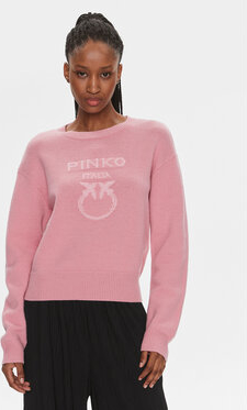 Różowy sweter Pinko w stylu casual