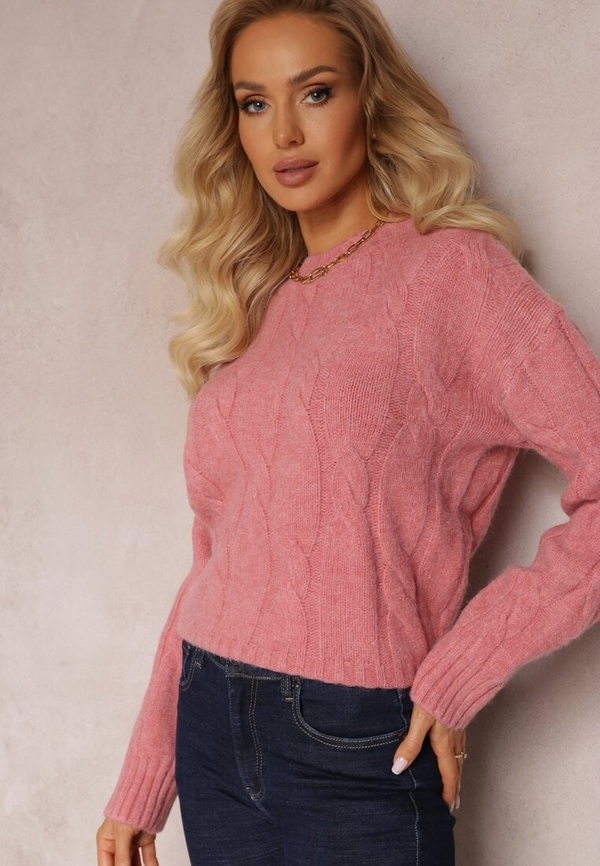 Różowy sweter Renee w stylu klasycznym
