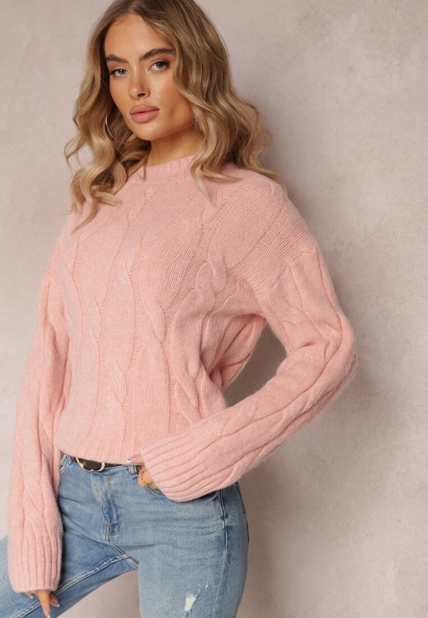 Różowy sweter Renee z tkaniny