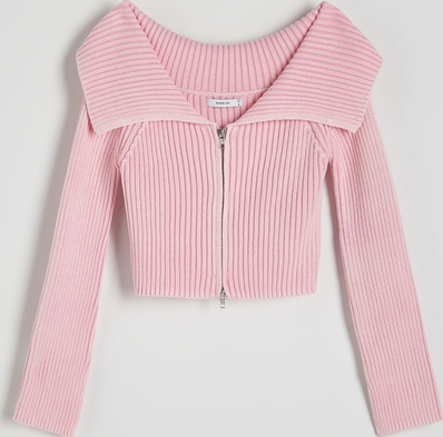 Różowy sweter Reserved w stylu casual z bawełny