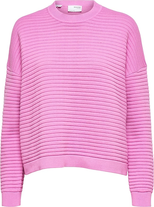 Różowy sweter Selected Femme z bawełny