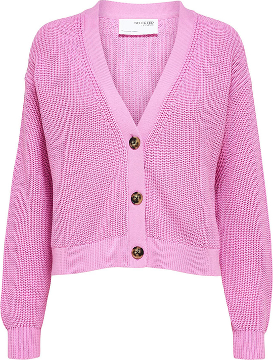 Różowy sweter Selected Femme z bawełny