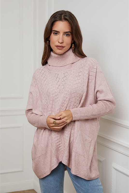 Różowy sweter Soft Cashmere w stylu casual