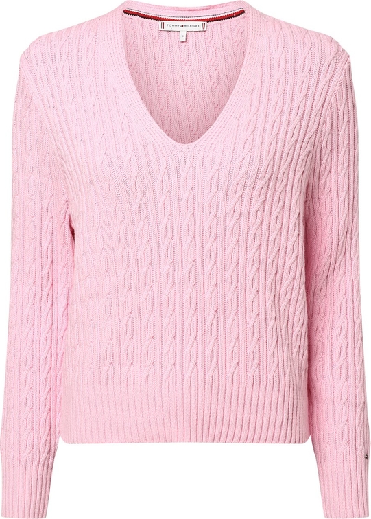 Różowy sweter Tommy Hilfiger z bawełny