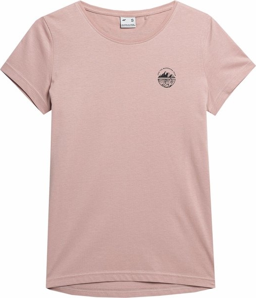 Różowy t-shirt 4F w sportowym stylu z okrągłym dekoltem