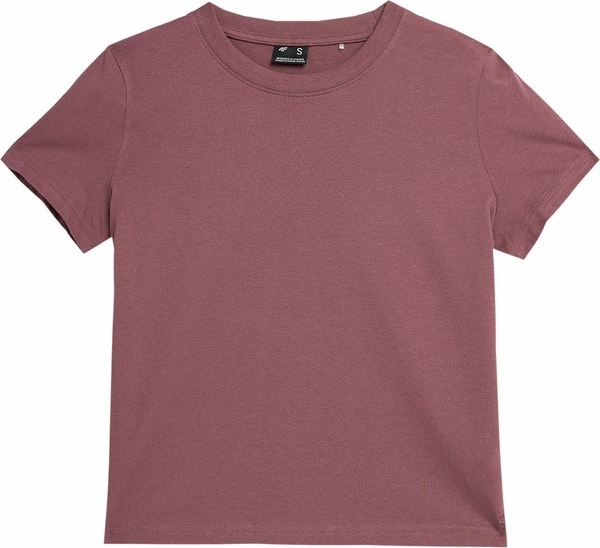 Różowy t-shirt 4F z bawełny z krótkim rękawem w stylu casual
