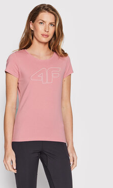 Różowy t-shirt 4F z krótkim rękawem
