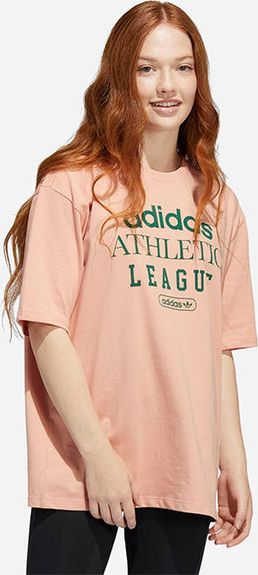 Różowy t-shirt Adidas Originals w stylu retro z okrągłym dekoltem z krótkim rękawem