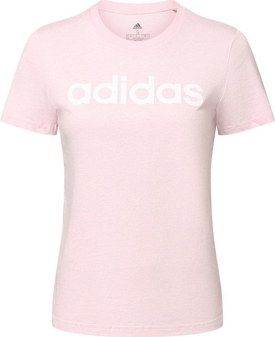 Różowy t-shirt Adidas Sportswear z bawełny z okrągłym dekoltem