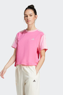 Różowy t-shirt Adidas w sportowym stylu