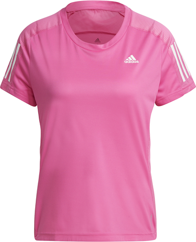 Różowy t-shirt Adidas w sportowym stylu z krótkim rękawem z okrągłym dekoltem