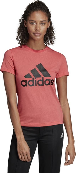 Różowy t-shirt Adidas z bawełny
