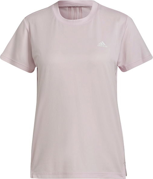 Różowy t-shirt Adidas z krótkim rękawem w sportowym stylu z okrągłym dekoltem