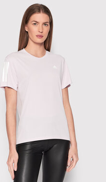 Różowy t-shirt Adidas z krótkim rękawem z okrągłym dekoltem