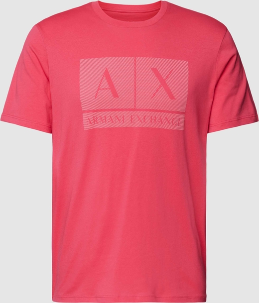 Różowy t-shirt Armani Exchange z krótkim rękawem w młodzieżowym stylu z nadrukiem