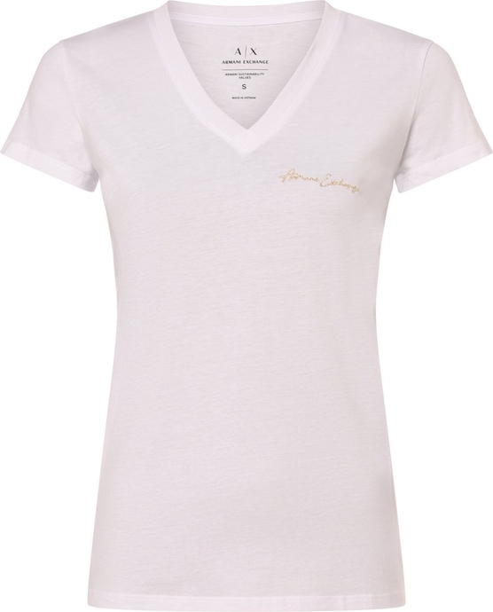 Różowy t-shirt Armani Exchange z krótkim rękawem w stylu casual