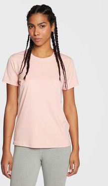 Różowy t-shirt ASICS z okrągłym dekoltem w sportowym stylu z krótkim rękawem