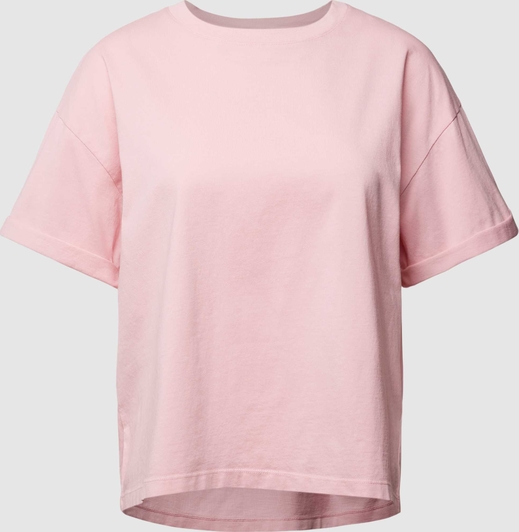 Różowy t-shirt Bash w stylu casual z bawełny