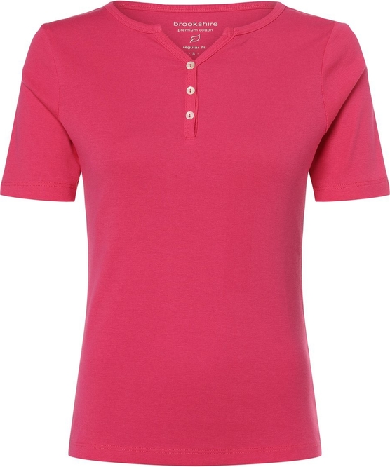 Różowy t-shirt brookshire w stylu casual z dżerseju z krótkim rękawem