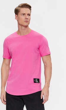 Różowy t-shirt Calvin Klein w stylu casual z krótkim rękawem