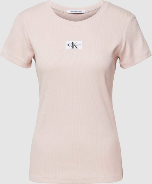 Różowy t-shirt Calvin Klein z bawełny z krótkim rękawem