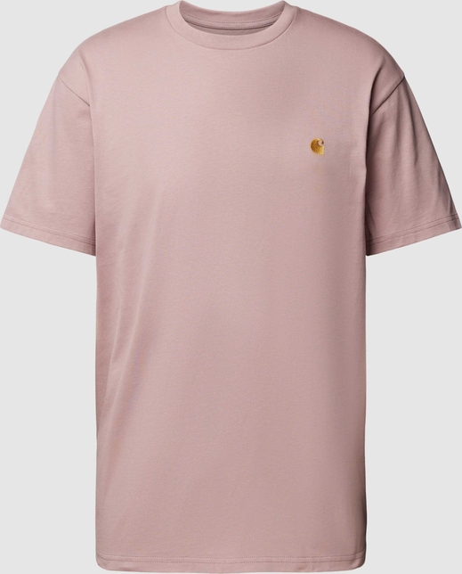 Różowy t-shirt Carhartt WIP z bawełny z krótkim rękawem