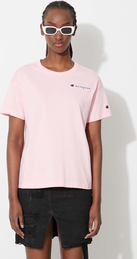 Różowy t-shirt Champion w sportowym stylu
