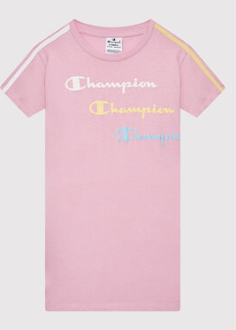 Różowy t-shirt Champion w sportowym stylu z krótkim rękawem z okrągłym dekoltem