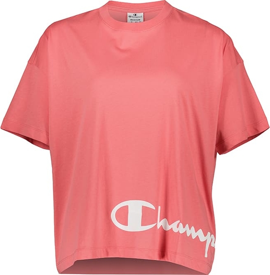 Różowy t-shirt Champion z krótkim rękawem