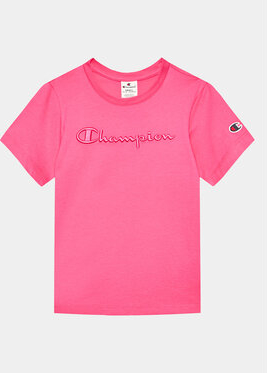 Różowy t-shirt Champion z krótkim rękawem w sportowym stylu