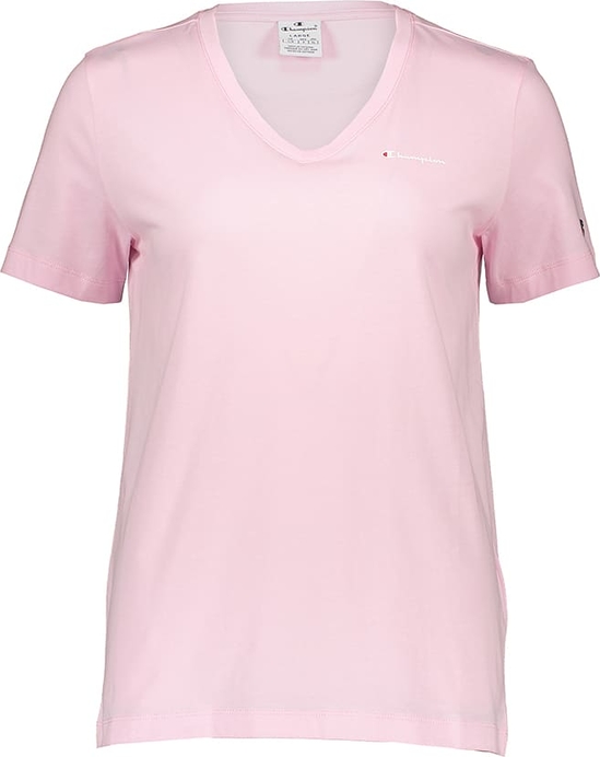 Różowy t-shirt Champion z okrągłym dekoltem w sportowym stylu