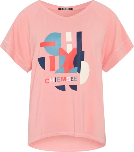 Różowy t-shirt Chiemsee z krótkim rękawem z okrągłym dekoltem