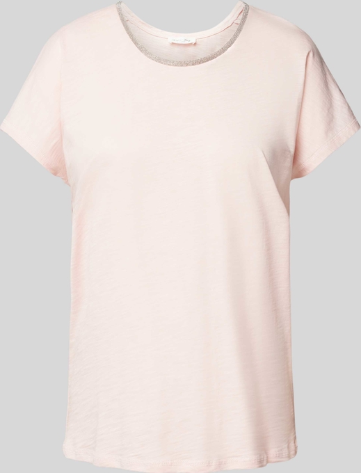Różowy t-shirt Christian Berg Woman z okrągłym dekoltem w stylu casual z bawełny
