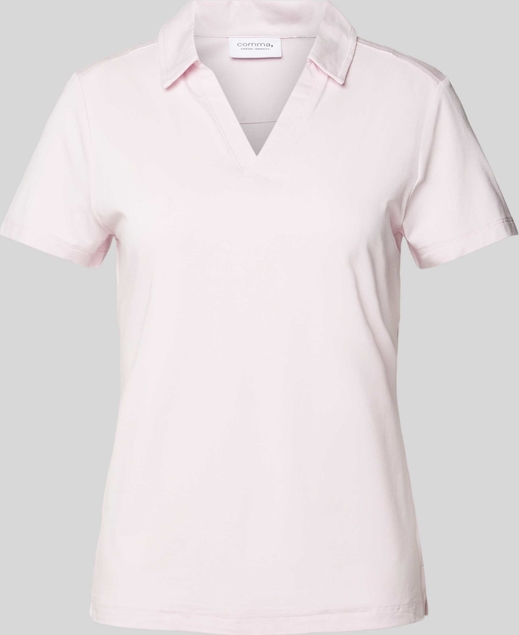 Różowy t-shirt comma, w stylu casual z dekoltem w kształcie litery v