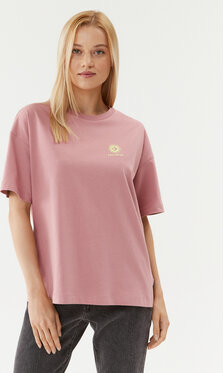 Różowy t-shirt Converse z krótkim rękawem z okrągłym dekoltem