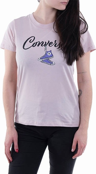 Różowy t-shirt Converse z okrągłym dekoltem