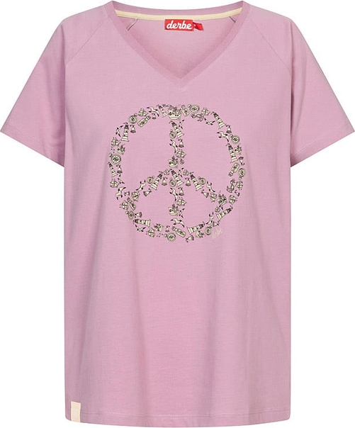 Różowy t-shirt Derbe z krótkim rękawem z bawełny w młodzieżowym stylu