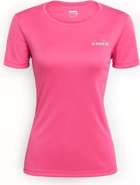 Różowy t-shirt Diadora w sportowym stylu z okrągłym dekoltem