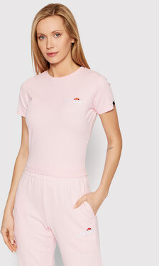 Różowy t-shirt Ellesse w stylu casual z okrągłym dekoltem