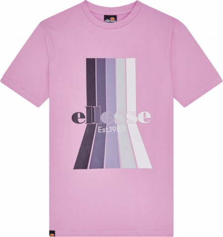 Różowy t-shirt Ellesse z dżerseju z krótkim rękawem z okrągłym dekoltem
