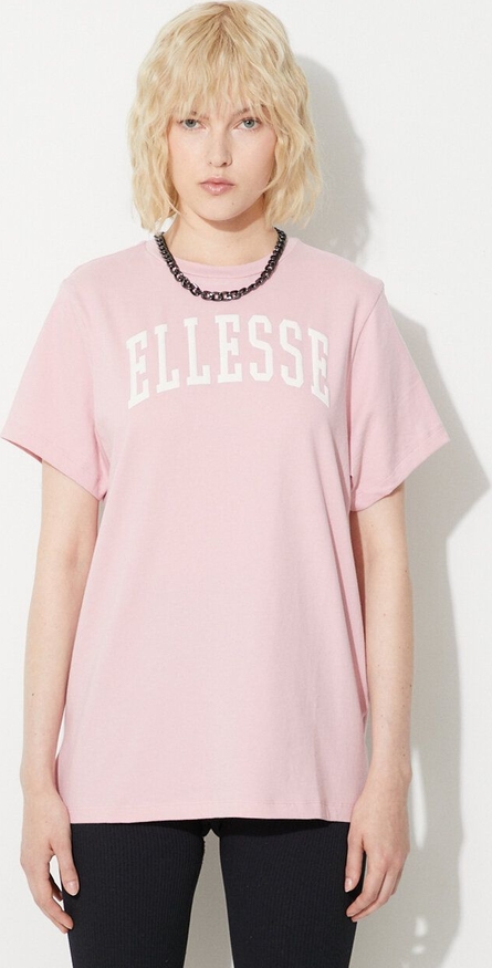 Różowy t-shirt Ellesse z krótkim rękawem