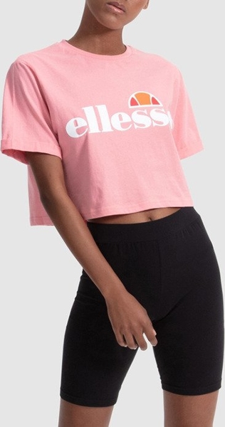 Różowy t-shirt Ellesse z krótkim rękawem w sportowym stylu