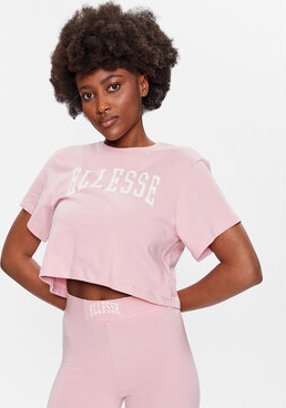 Różowy t-shirt Ellesse z krótkim rękawem z okrągłym dekoltem