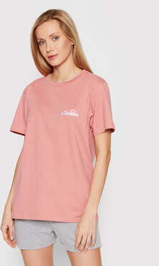 Różowy t-shirt Ellesse z okrągłym dekoltem w stylu casual