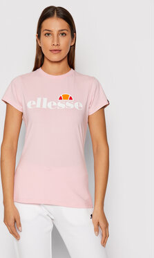 Różowy t-shirt Ellesse z okrągłym dekoltem z krótkim rękawem w młodzieżowym stylu