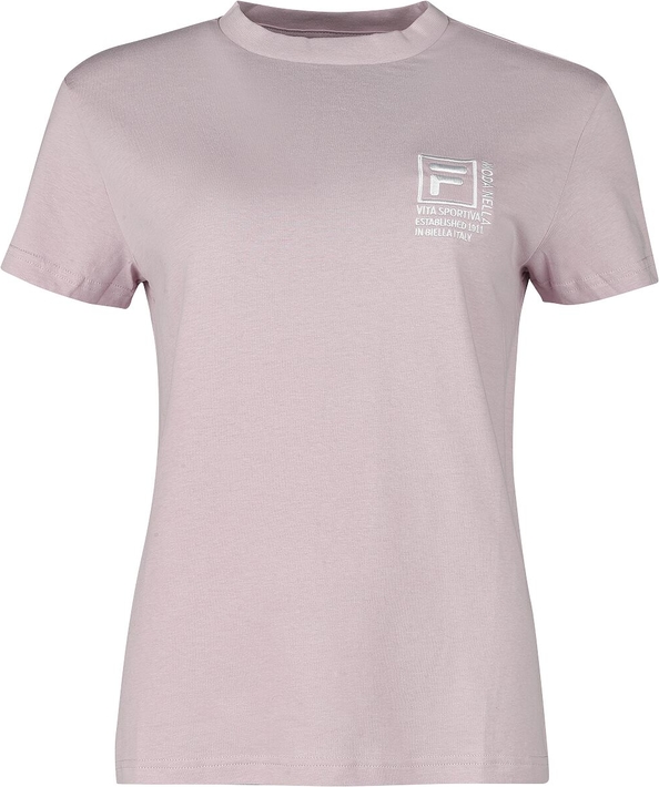 Różowy t-shirt Emp z okrągłym dekoltem w sportowym stylu z krótkim rękawem