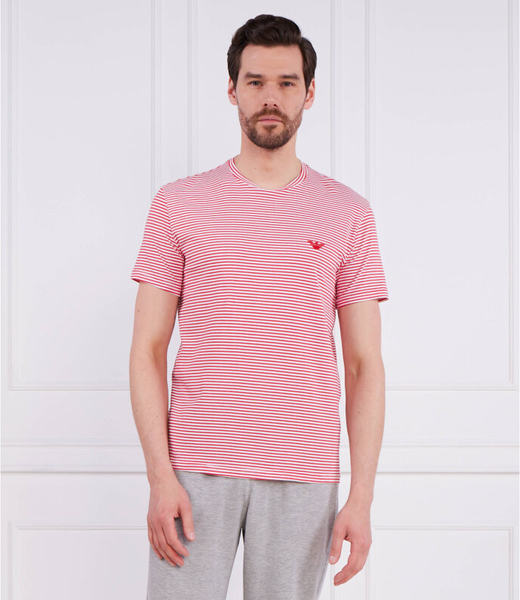 Różowy t-shirt Emporio Armani z krótkim rękawem