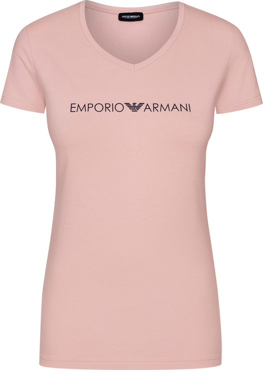 Różowy t-shirt Emporio Armani z krótkim rękawem