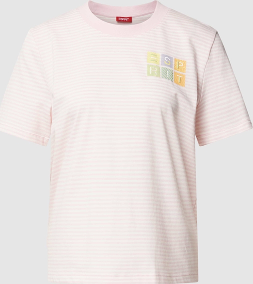 Różowy t-shirt Esprit z okrągłym dekoltem