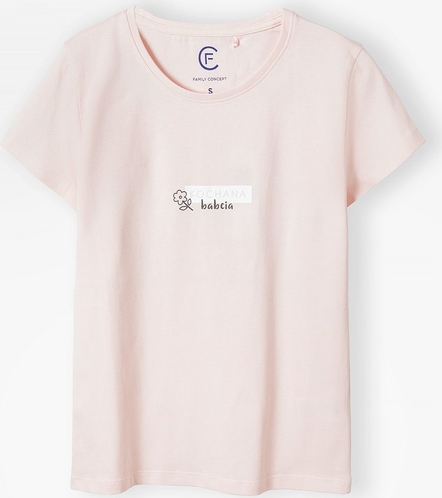 Różowy t-shirt Family Concept By 5.10.15. z okrągłym dekoltem z dresówki w młodzieżowym stylu